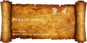 Mikics Anett névjegykártya